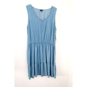 a.n.a. NEW Dress Women's XL Blue Chambray Lightweight Sleeveless Dress Lyocell